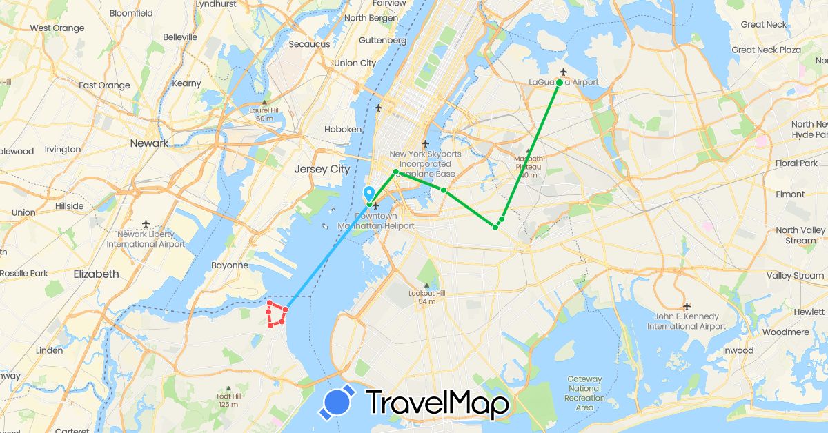 TravelMap itinerary: driving, bus, hiking, boat in United States (North America)