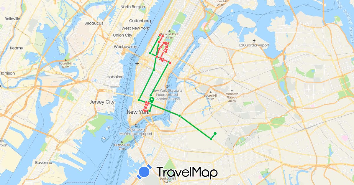 TravelMap itinerary: driving, bus, hiking in United States (North America)